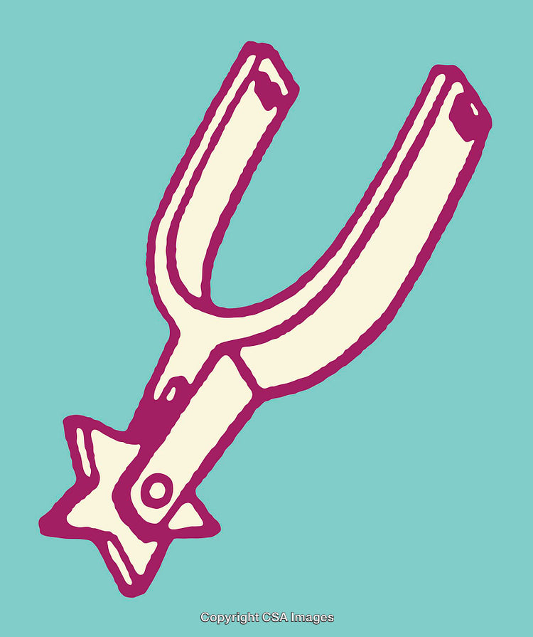 Stylized Color Illustration of a Metallic Tuning Fork and Star