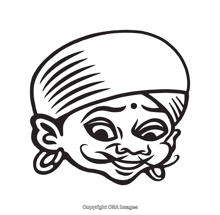 Black and White Line Art Illustration of a Smiling Face
