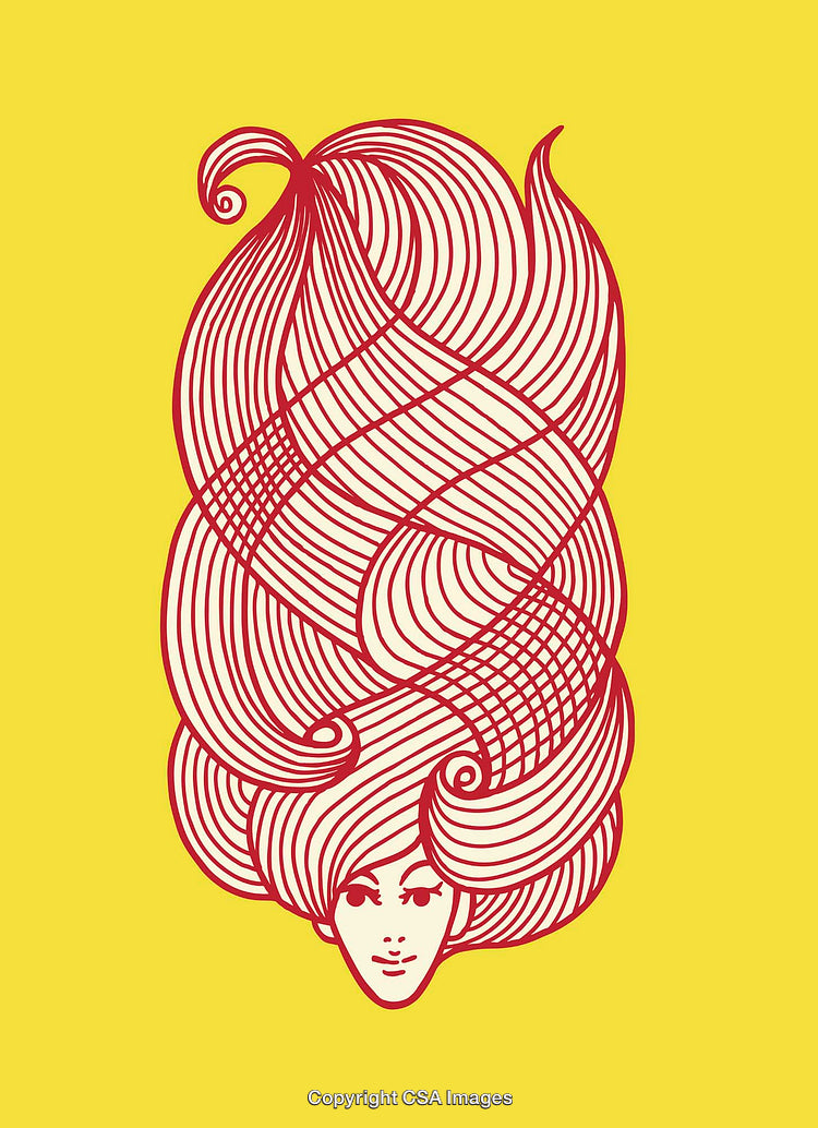 Abstract Line Art Illustration of Woman's Face With Hair Patterns