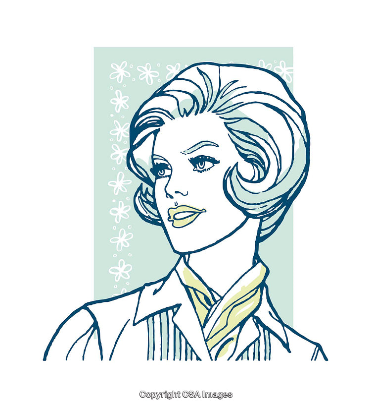 Elegant Hand-Drawn Portrait of a Stylish Woman With Retro Design