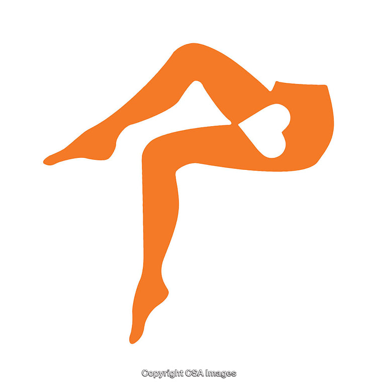 Creative Abstract Icon Featuring Orange Stylized Legs with Heart Shape