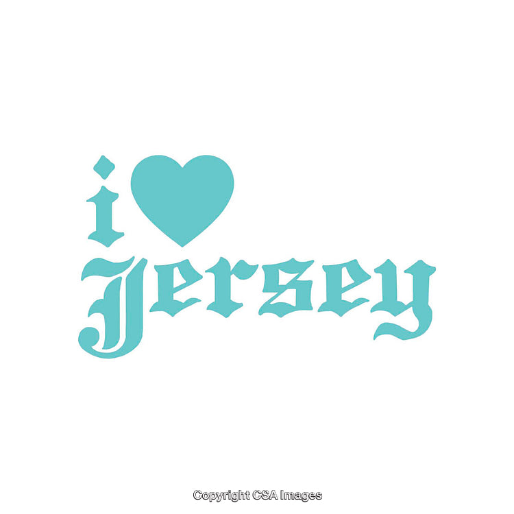 Minimalist Design Featuring 'I Love Jersey' Typography in Blue