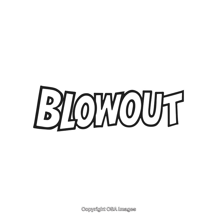 Stylized Text Depicting the Word "Blowout" in Bold Black Outline Font