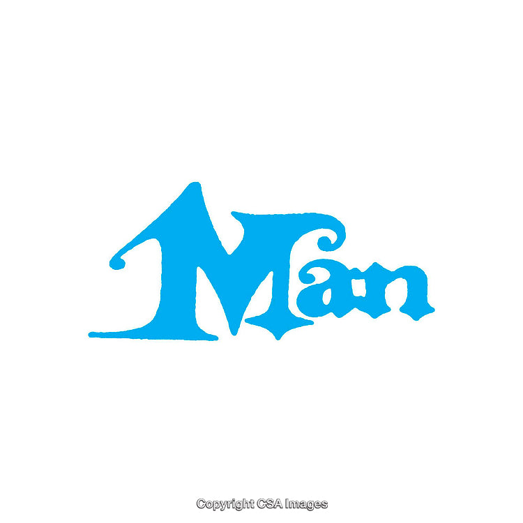 Creative Blue Text Illustration Featuring the Word 'Man' With Distinctive Typeface