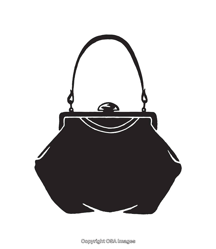 Monochrome Line Art Illustration of a Vintage Handbag