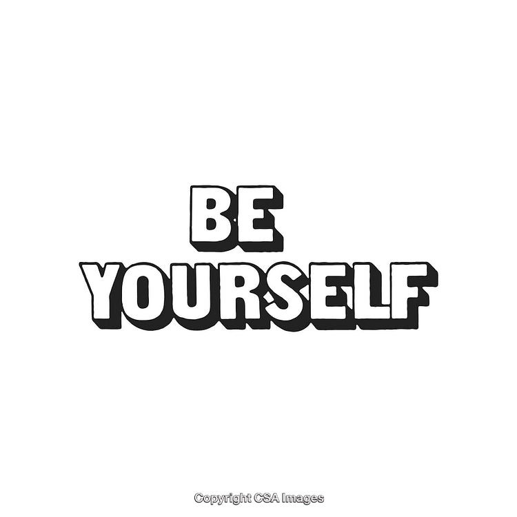 Typography Design Featuring 'Be Yourself' Phrase in Bold Black and White