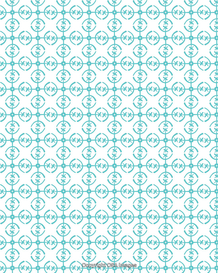 Blue Circular Geometric Pattern with Decorative Floral Elements