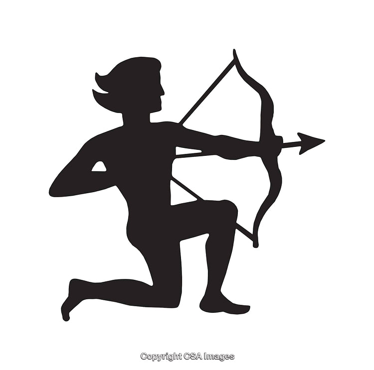 Silhouette of an Archer Drawing a Bow in a Classic Iconic Style