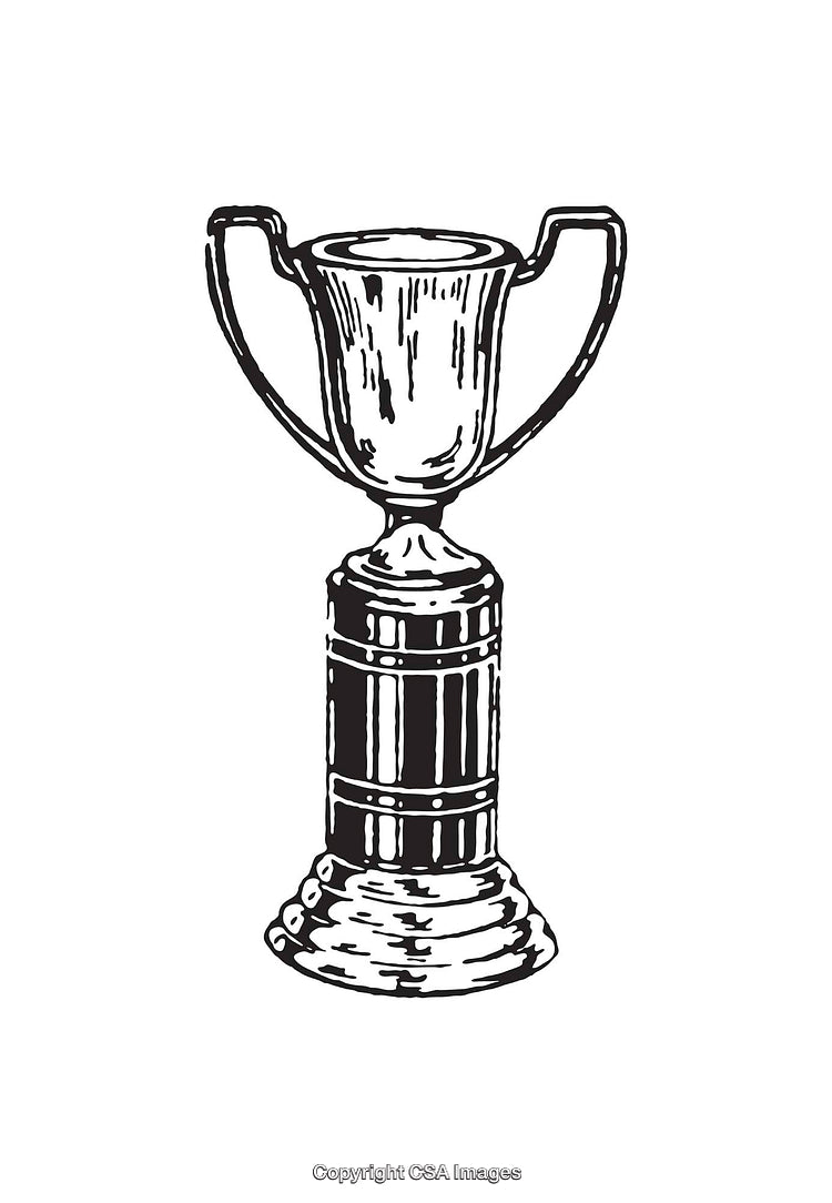 Vintage Trophy Illustration in Monochrome Line Art Design