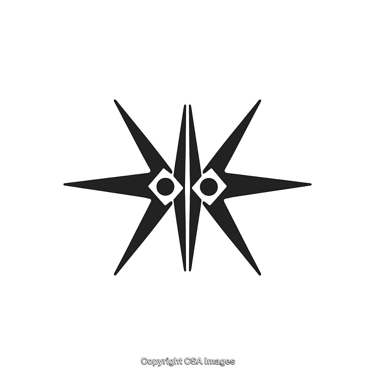 Symmetrical Black And White Abstract Star Circular Decorative Pattern Design