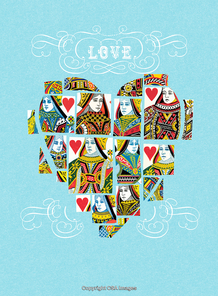 Heart Shaped Composition Using Playing Cards With Love Theme
