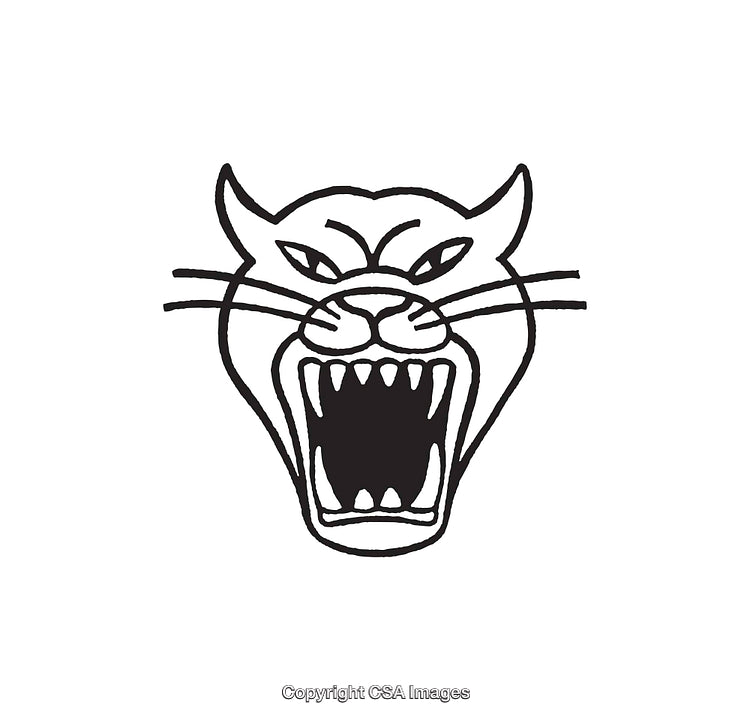 Roaring Panther Line Art Illustration in Black and White