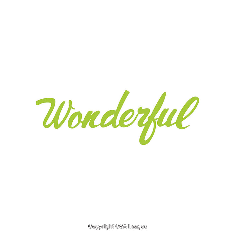 Creative Green Calligraphy Word 'Wonderful' on a White Background