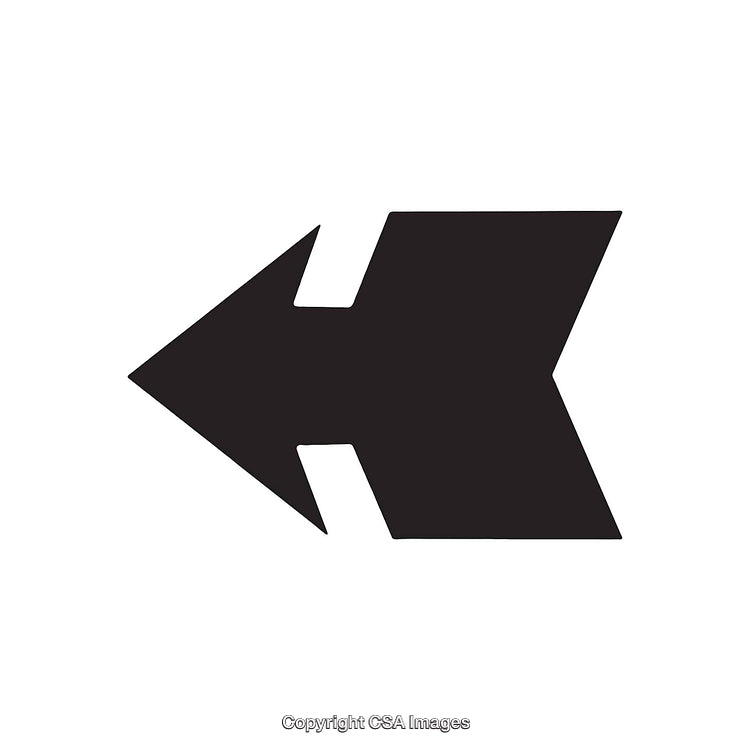 Black and White Arrow Symbol in Abstract Dingbat Style