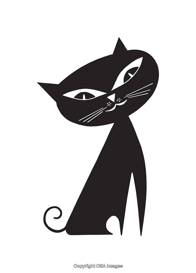 Stylized Black Cat Illustration in Minimalist Design