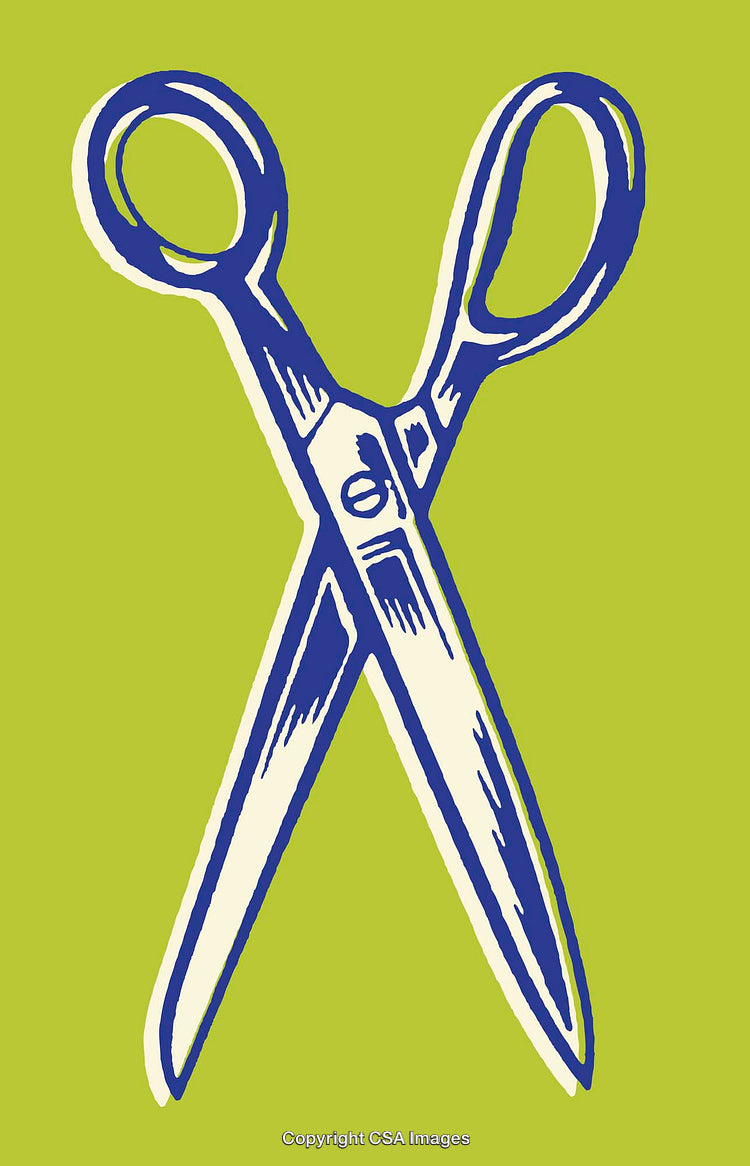 Colorful Blue Scissors Illustration on Bold Green Background