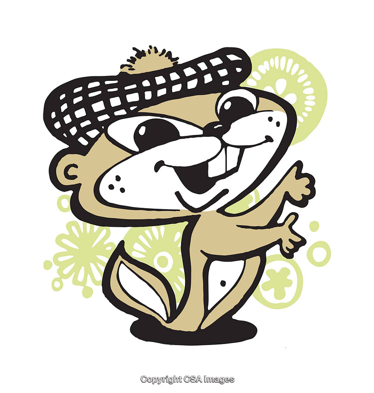 Cheerful Cartoon Character Wearing a Patterned Hat with Vibrant Background Accents