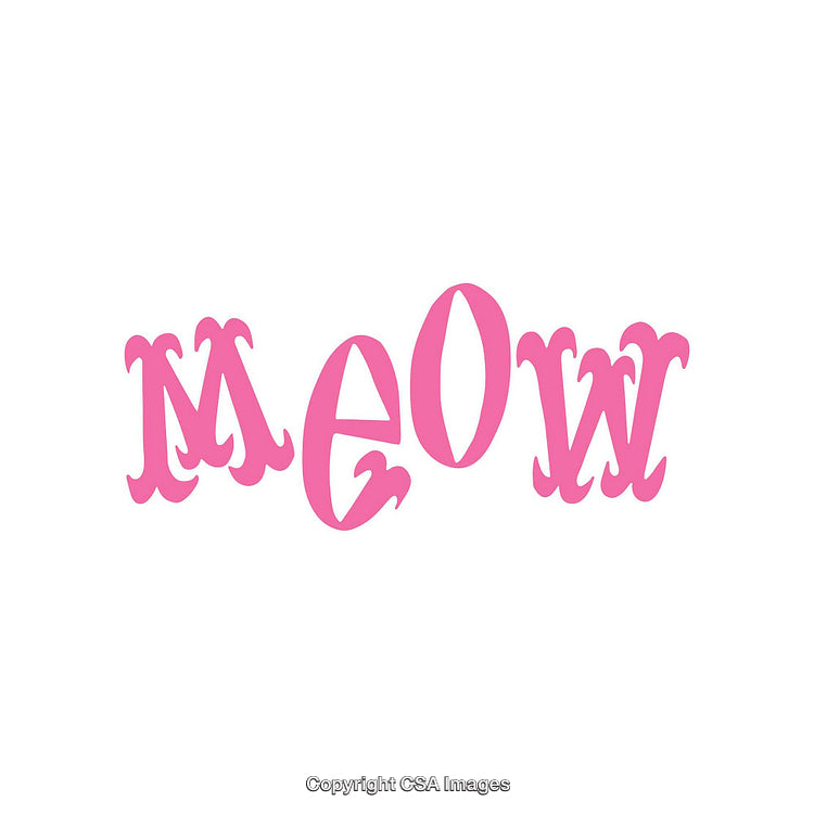 Pink Stylized Meow Text in Unique Artistic Font Design