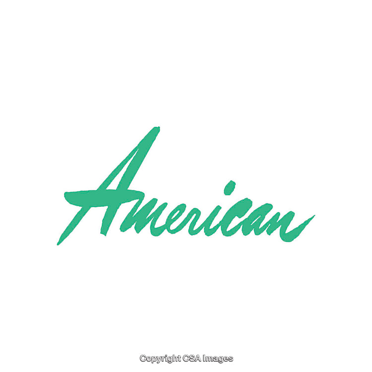 Green Calligraphy Text Displaying the Word American on a White Background