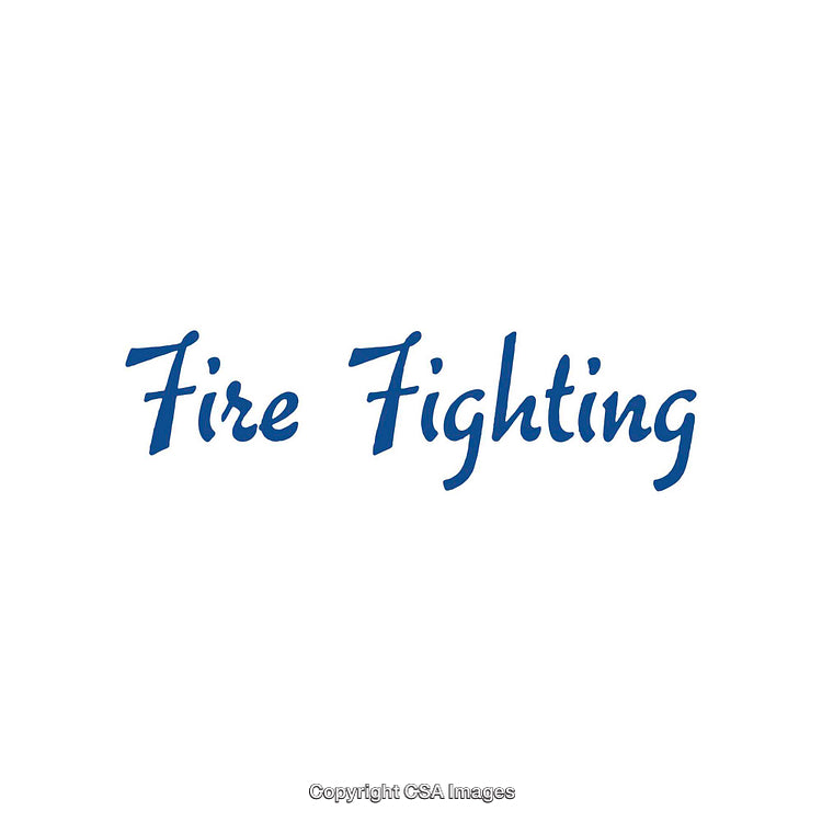 Blue Script Text Displaying 'Fire Fighting' on a White Background