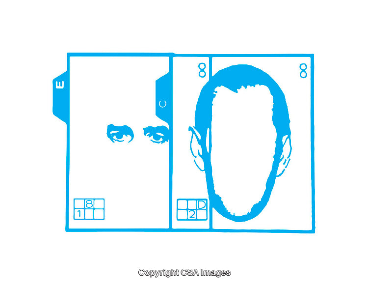 Abstract Blue Diagram Featuring Minimalistic Face Elements and Numbers