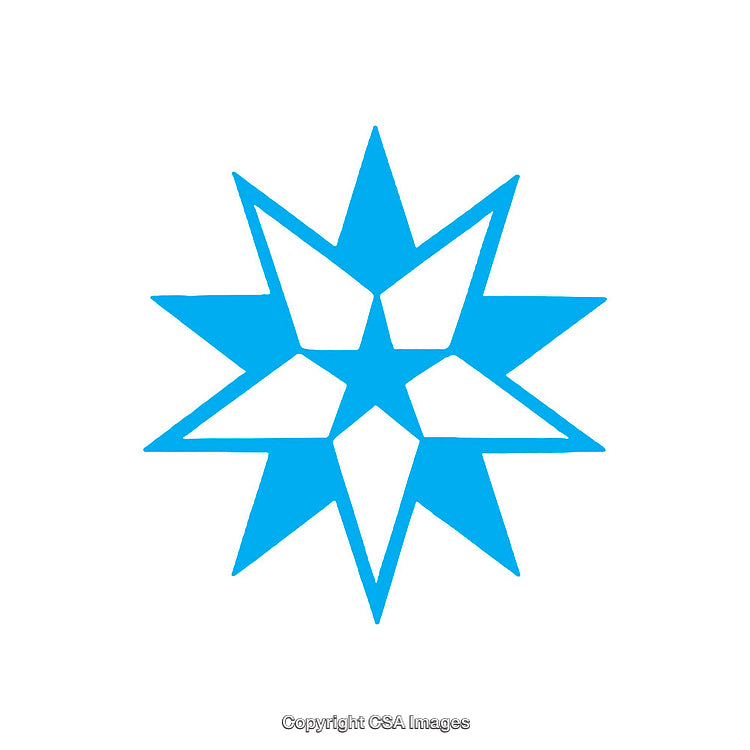 Blue Eight-Pointed Star Symbol on a White Background