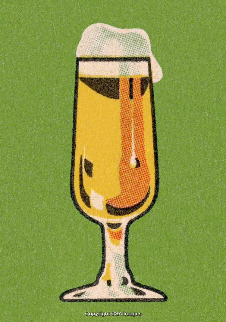Illustrative Glass of Golden Beer on a Vibrant Green Background