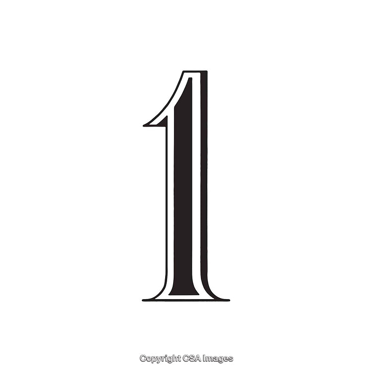 Elegant Representation of the Number One in Monochrome Design