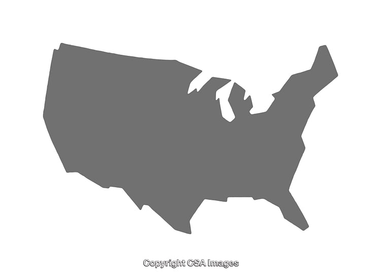 Minimalistic Gray Silhouette Map of the United States of America