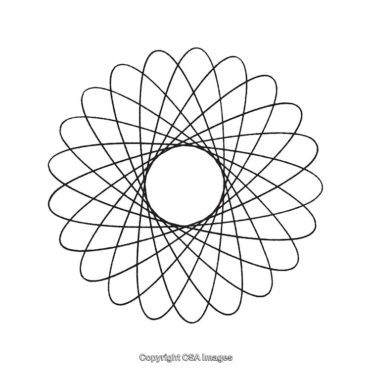 Symmetrical Black and White Geometric Shape with Spiral Pattern