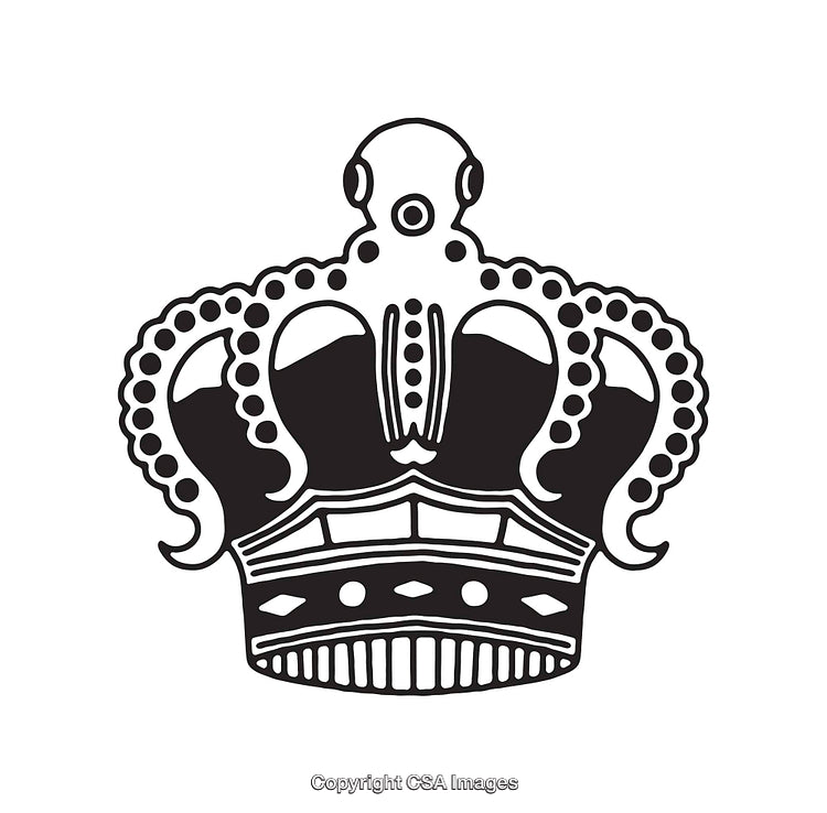 Black and White Line Art of a Crown Illustration