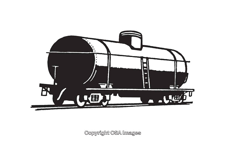 Black And White Line Art Illustration of a Tank Rail Car