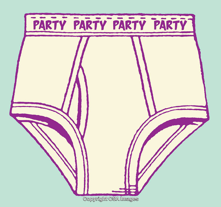 Colorful Line Art Illustration of Underwear with Party Theme