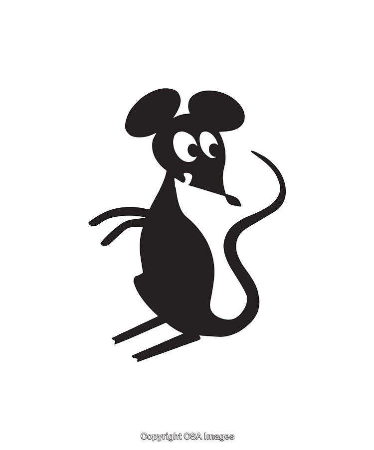 Playful Black and White Cartoon Mouse Illustration
