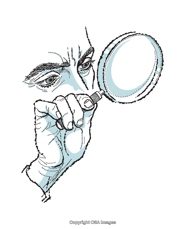Close-Up Illustration of a Hand Holding a Magnifying Glass