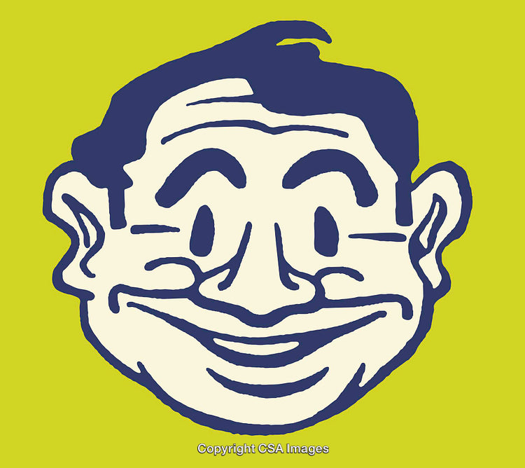 Stylized Smiling Face Line Art Illustration with Bold Colors