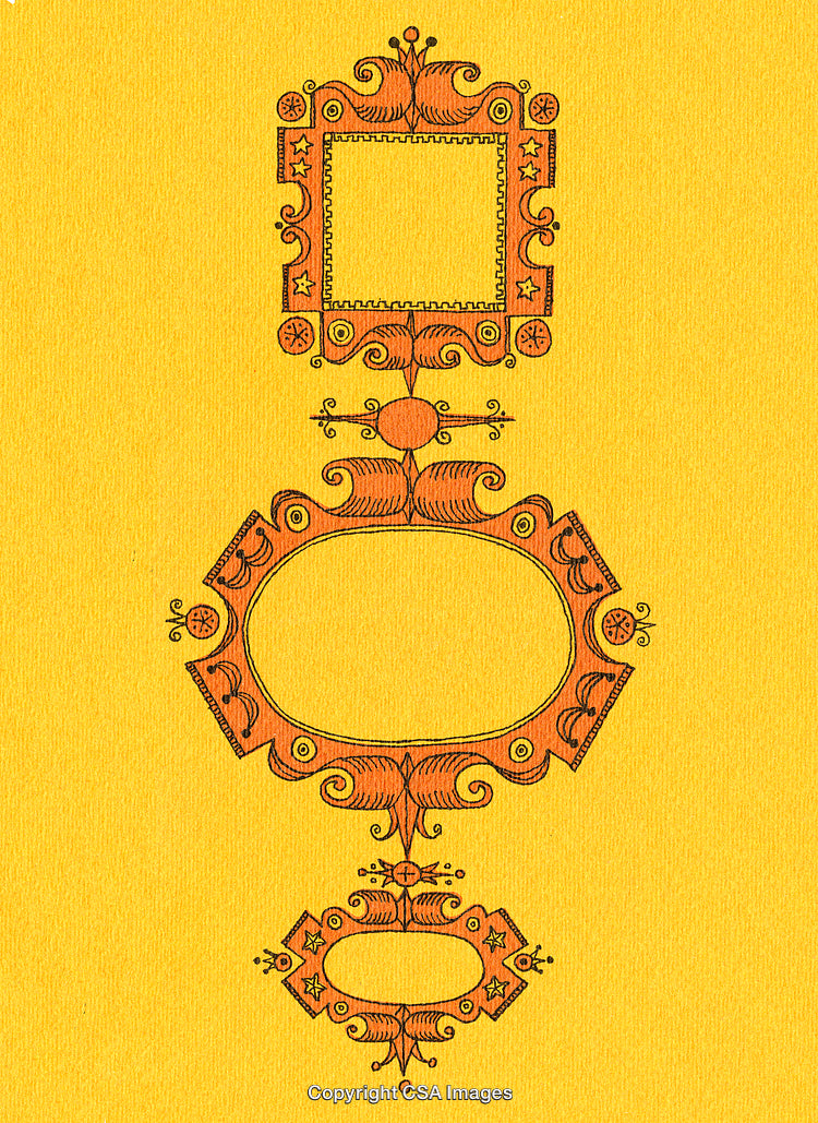 Ornate Patterned Decorative Frames on a Bright Yellow Background