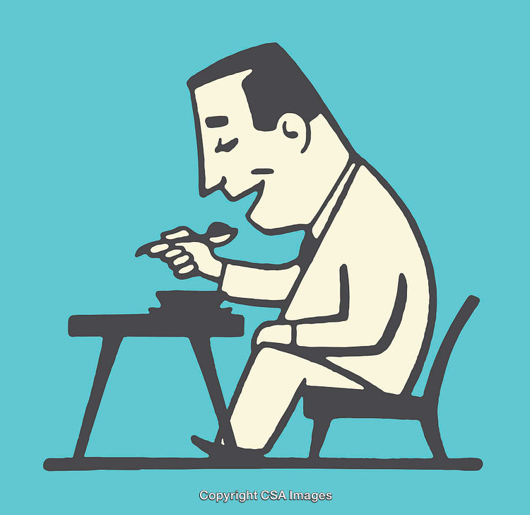 Stylized Illustration of a Person Dining at a Table