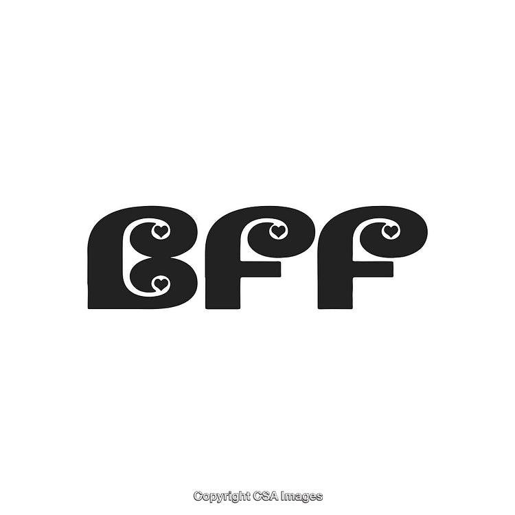 Stylized BFF Lettering With Hearts Symbolizing Friendship and Affection