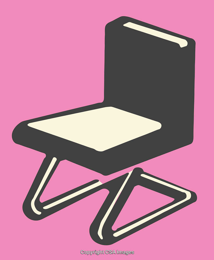 Minimalist Line Art of a Chair Against a Pink Background
