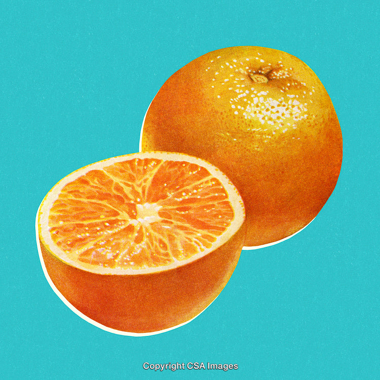 Fresh Juicy Orange Fruit Against a Vibrant Bright Blue Background