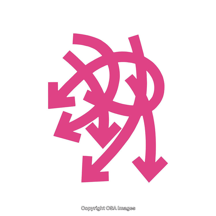 Abstract Pink Arrows Chaotic Direction Theme on White Background