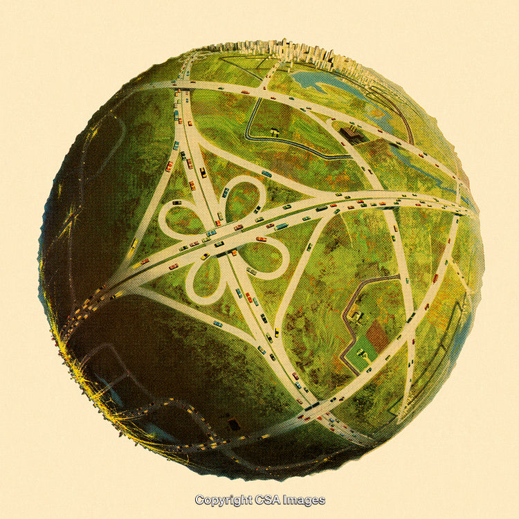 Artistic Concept of Earth Represented as a Connected Highway System