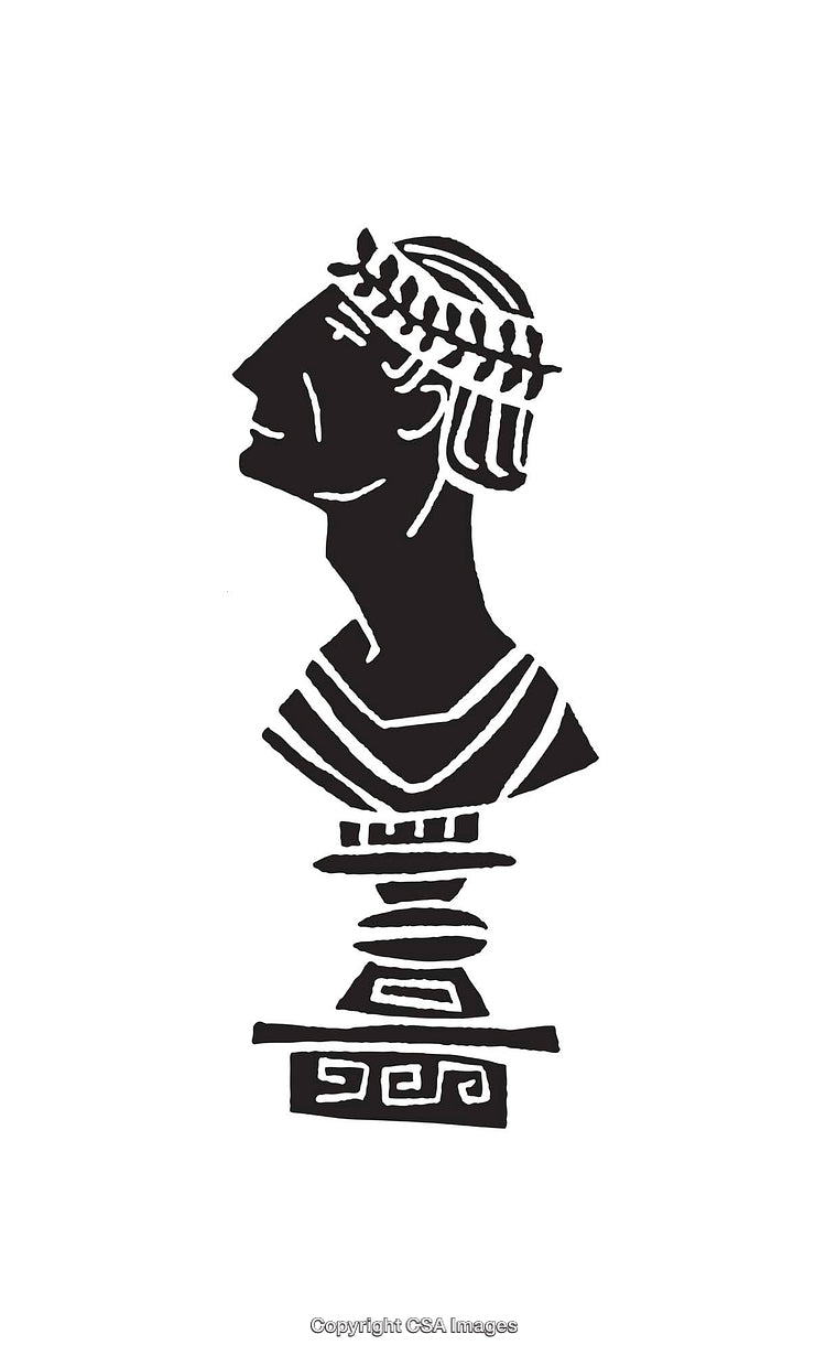 Monochromatic Bust Line Art of Classical Style Illustration