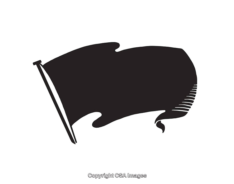 Silhouette of a Waving Flag Icon on a White Background