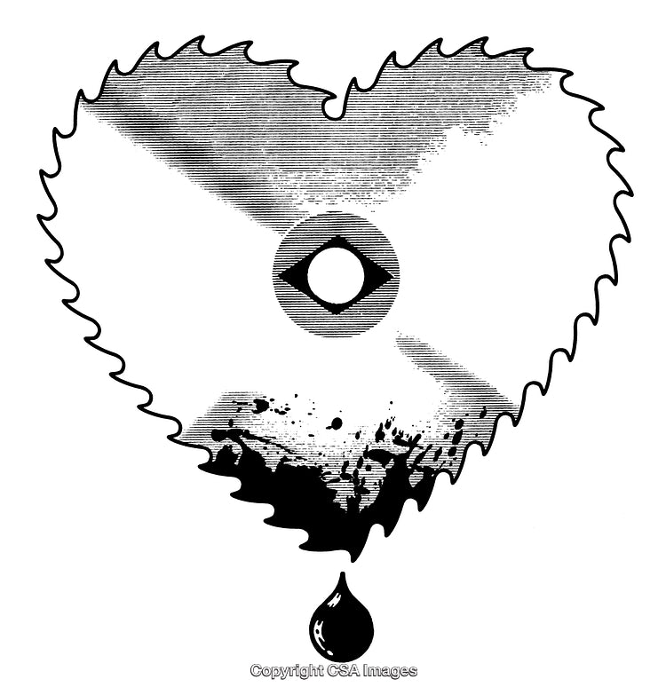 Abstract Artwork Depicting a Heart, Eye, and Drop in Bold Black Lines