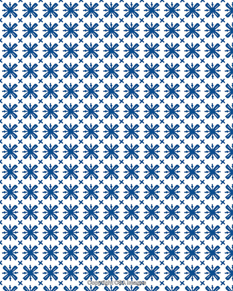 Blue Geometric Pattern on White Background for Decorative Purposes