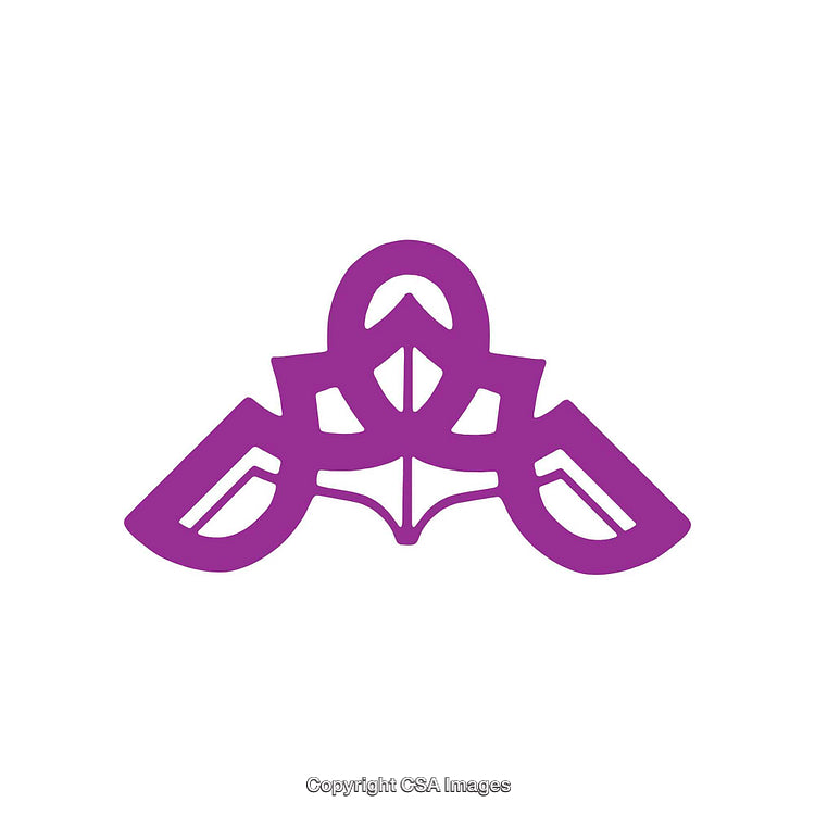 Abstract Purple Emblem with Symmetrical Geometric Design on White Background