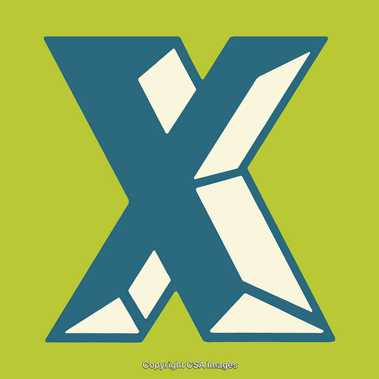 Geometric Illustration of the Letter X in Teal and Lime Green