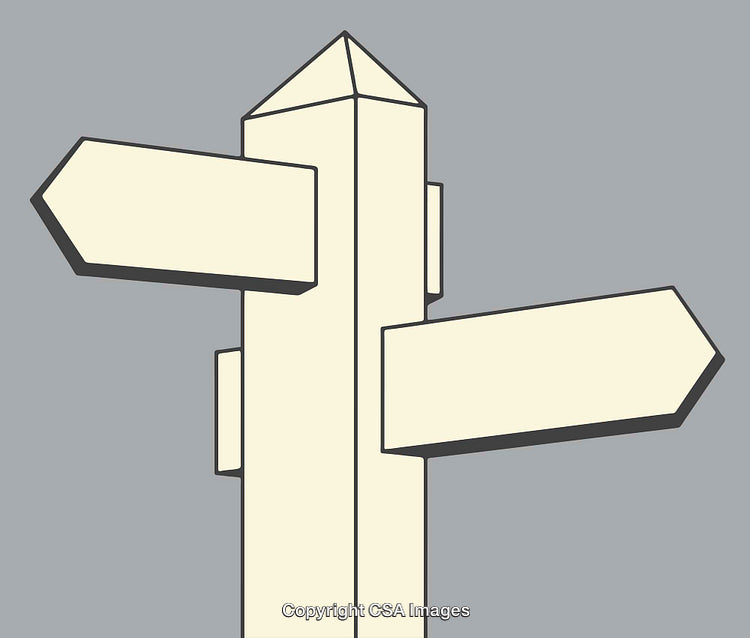 Minimalist Illustration of a Blank Directional Sign With Multiple Arrows